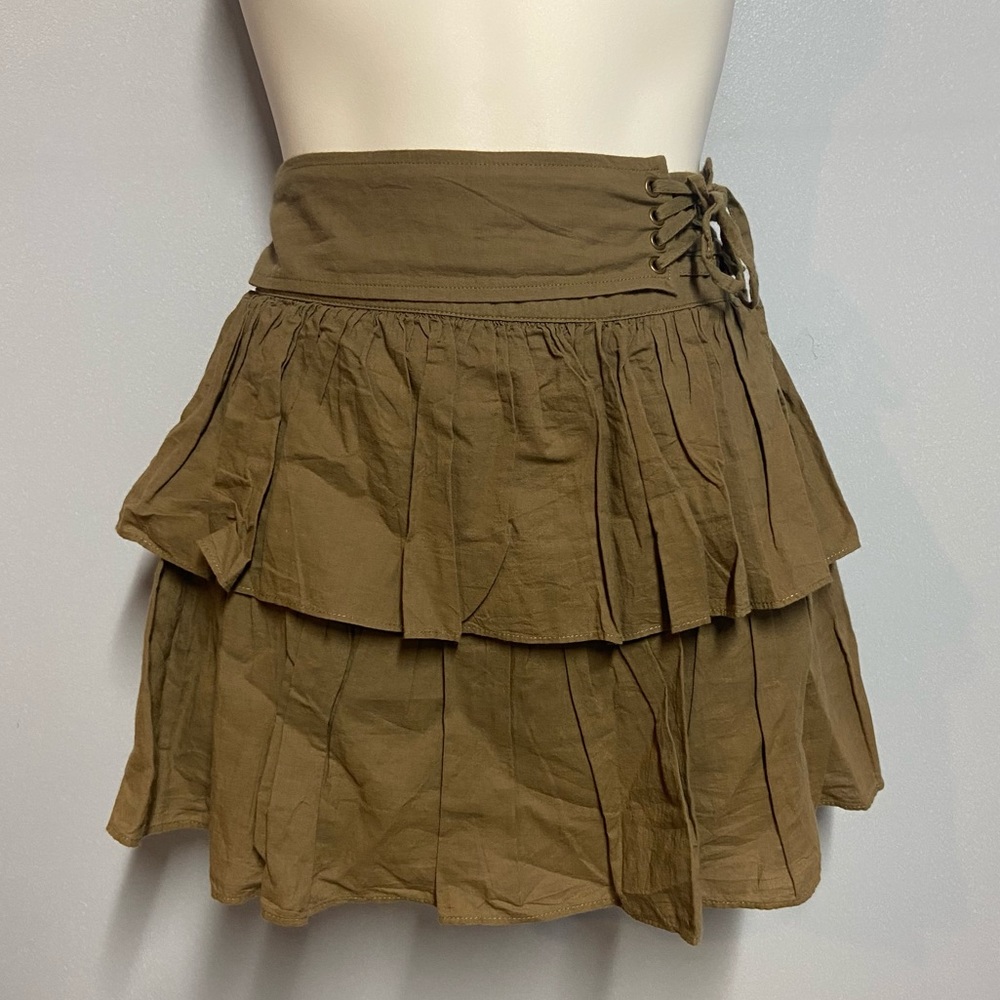 Olive green ruffle skirt